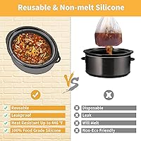 Vista 5 de Forro de silicona para olla de cocción lenta Crockpot de 4 cuartos de galón, compatible con olla de cocción lenta, Hamilton Beach y la mayoría