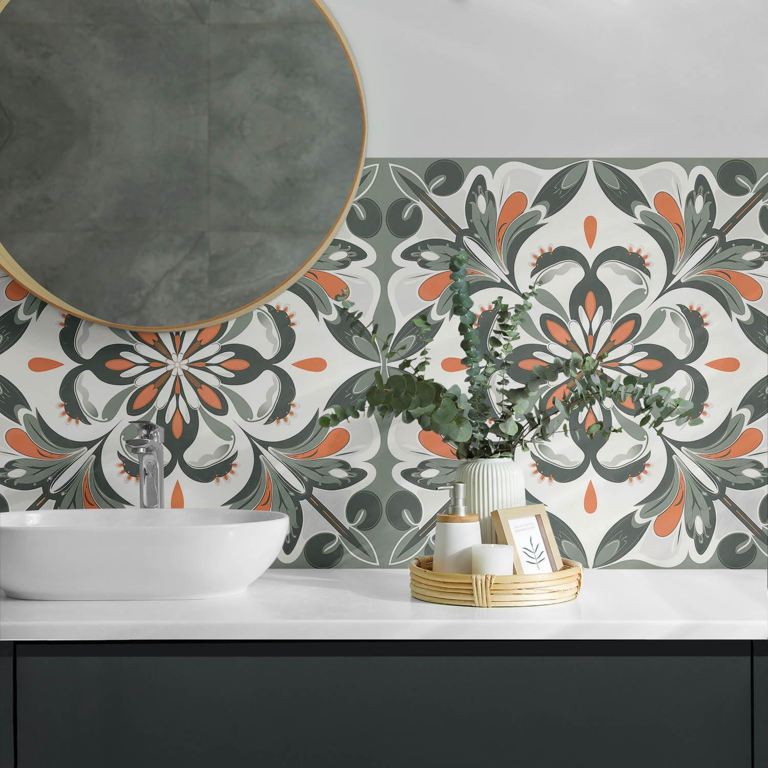Pannelli Decorativi 120x60 cm Impermeabile Fondo Protettivo Cucina Design Aspetto Moderno Autoadesivo Paraspruzzi Facile da Pulire Durevole - Motivo floreale con foglie
