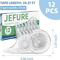 Vista 2 de 12 Pcs Correction Tape, 39.4 Ft White Wrong Out Tear-Resistant Bulk, Instant Corrections Easy To Use Applicator for School, Office, Note Taking