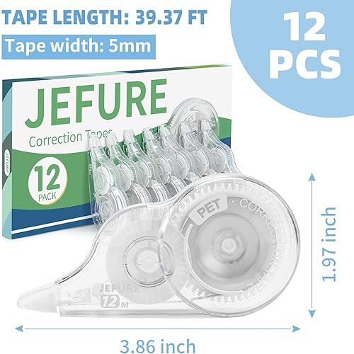 Miniatura 9 de 30 cintas correctoras de 39.4 pies, cinta resistente a desgarros a granel para escuela, oficina, toma de notas, diario (ancho de cinta de 0.2
