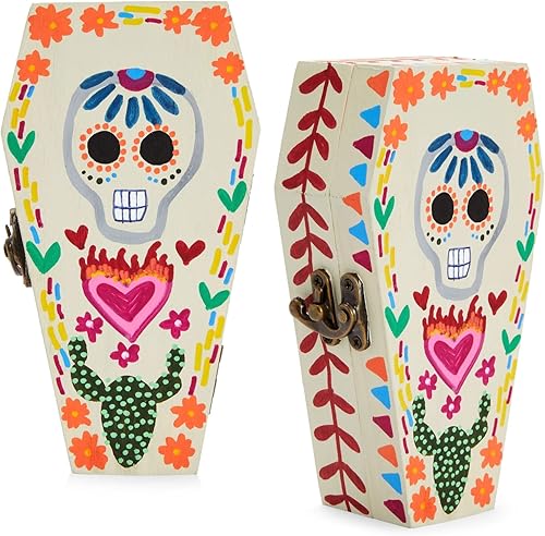 Miniatura 7 de Bright Creations Paquete de 6 cajas de ataúd de madera sin terminar con tapas con bisagras, decoración de ataúd para manualidades, recuerdos de