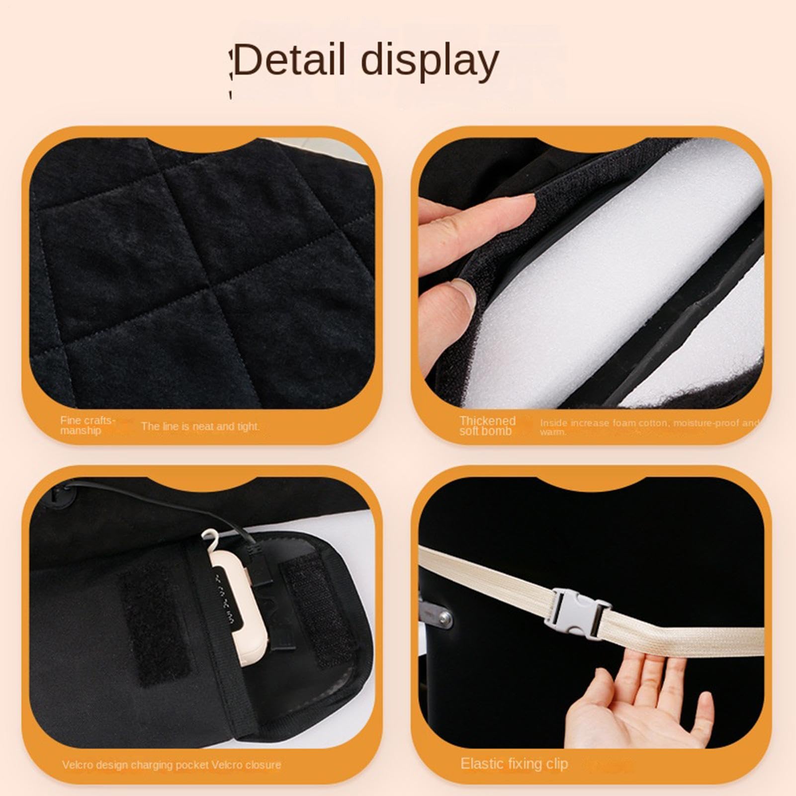 Almohadilla Térmica para Silla Cojín Térmico Plegable De 3 Niveles | Almohadilla Para Asiento Calefactada para Hogar, Estadio, Camping, Pesca, Aire Libre, Gradas y Conciertos
