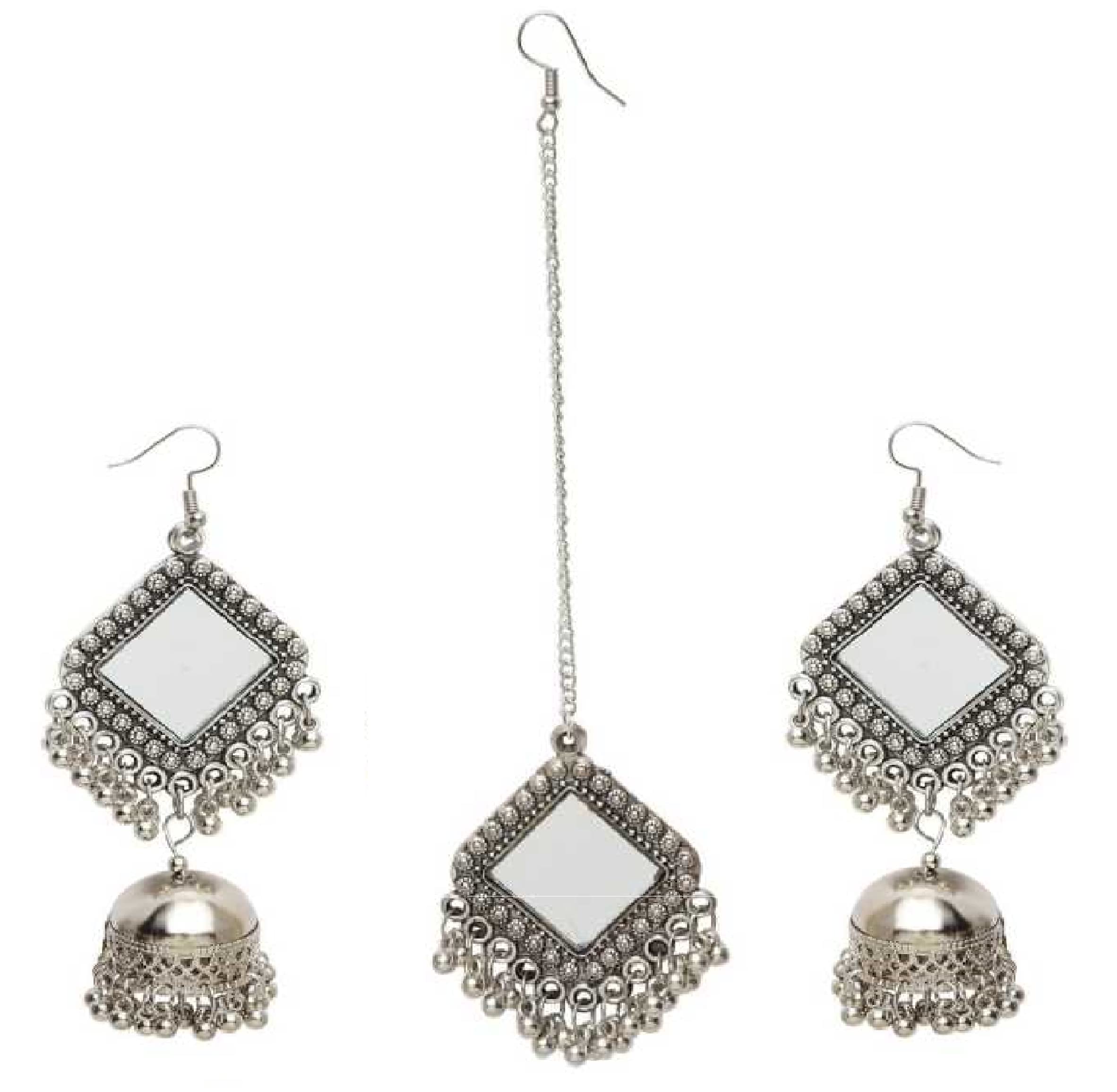 Oxidised Silver Jewelley set with Maang-Tikka for Girls & Women (B0CB3HVYVQ) Amazon Price History, Amazon Price Tracker