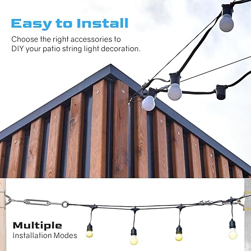 Miniatura 6 de NEREUS Kit de cadena de luces para colgar con cable de acero inoxidable 304 recubierto de vinilo de 250 pies, kit de suspensión de luces de cadena,