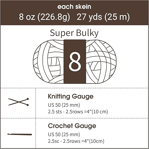 Vista 126 de HOMBYS Hilo de felpilla grueso y voluminoso para tejer a mano, hilo grueso y esponjoso para tejer a mano, hilo de felpa suave, paquete de 8