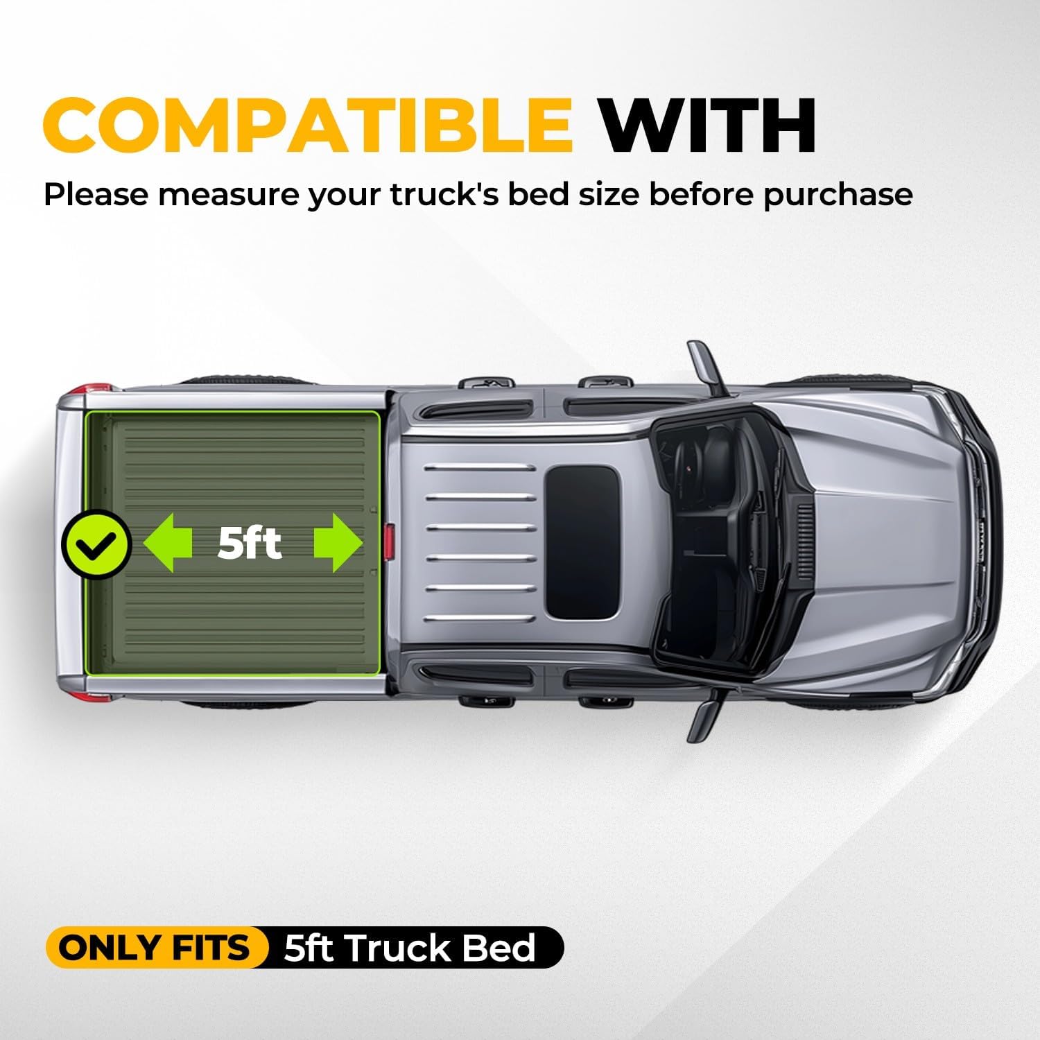 Auto Dynasty FRP Hard Tri-Fold Truck Bed Tonneau Cover Compatible with 2020 2021 2022 2023 2024 2025 Jeep Gladiator 5FT Without Utility Track System, Black Powdercoated
