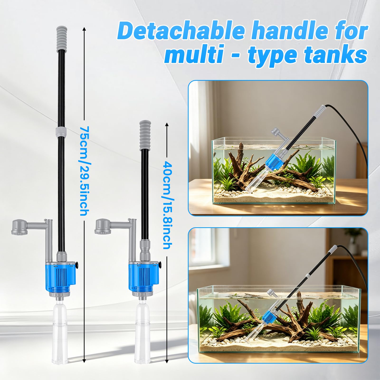 Nettoyeur Électrique pour Aquarium, Aspirateur de Gravier pour Aquarium 6 en 1 28W Nettoyage Changeur D'eau Automatique, pour Changement D'eau, Nettoyage du Sable, Élimination de la Saleté, Filtrage