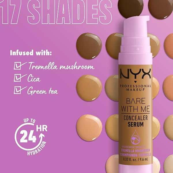 NYX Professional Makeup Bare With Me, Siero Correttore, Naturale, Copertura Media, Vanilla, 9.6ml - 5