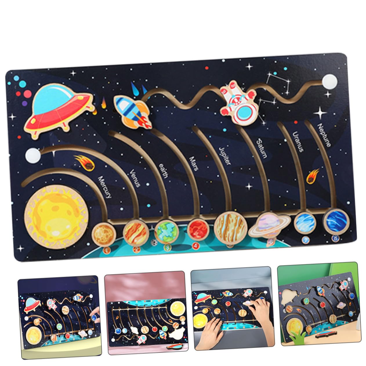 Toddmomy Puzzle Pianeti in Legno Educativo per Bambini, Solare Gioco per Attività di Apprendimento Prescolare e Sviluppo Motorio