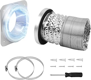 Magnetic Dryer Vent Coupling DV180 Dryer Vent Connector Kit with Self-Aligning Magnets, Airtight Seal Easy to Clean 3.2ft 4-Inch Flexible Hose for Laundry Nook & Rental Home