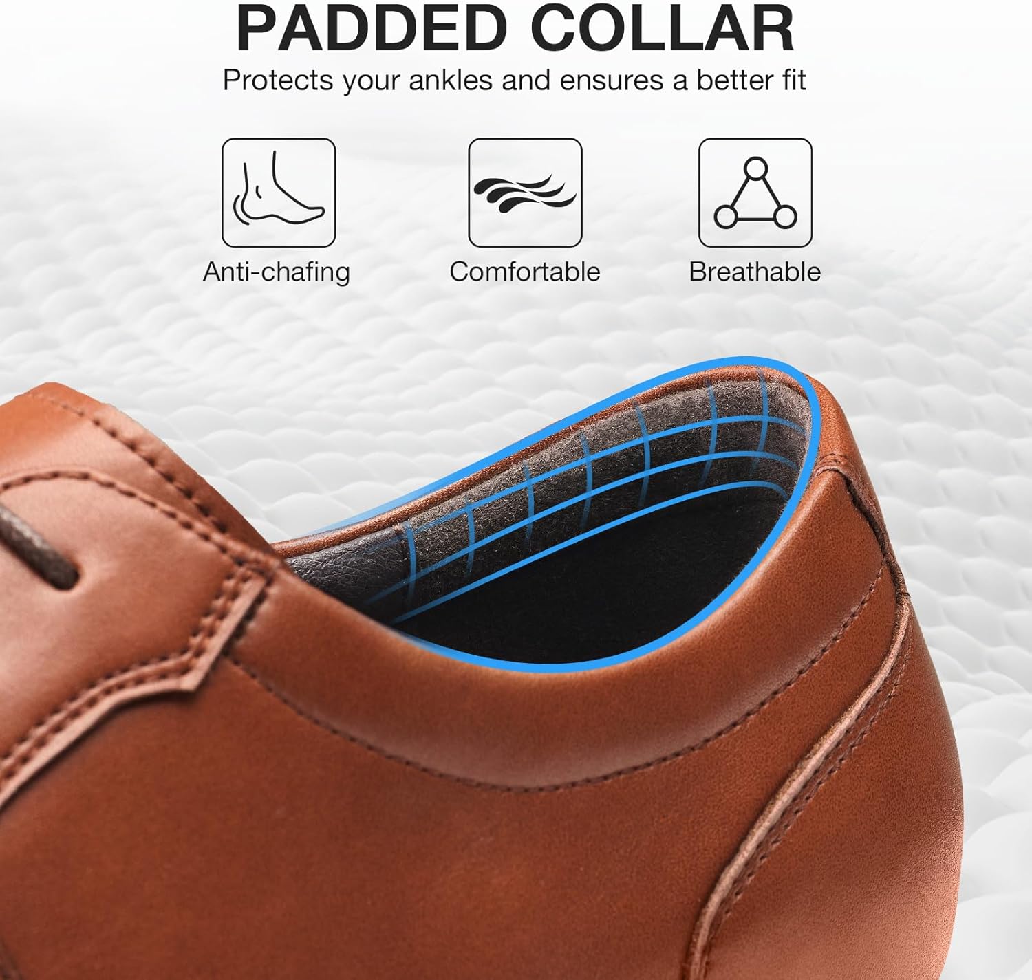 HEEZ Mens Oxford Shoes, Split Leather Dress Shoes for Men with Round Teo, Classic Lace Up Formal Shoes - Image 2