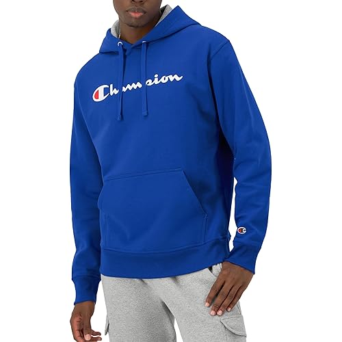 Champion Men's Fleece Script Logo Hoodie (Reg. Or Big & Tall)