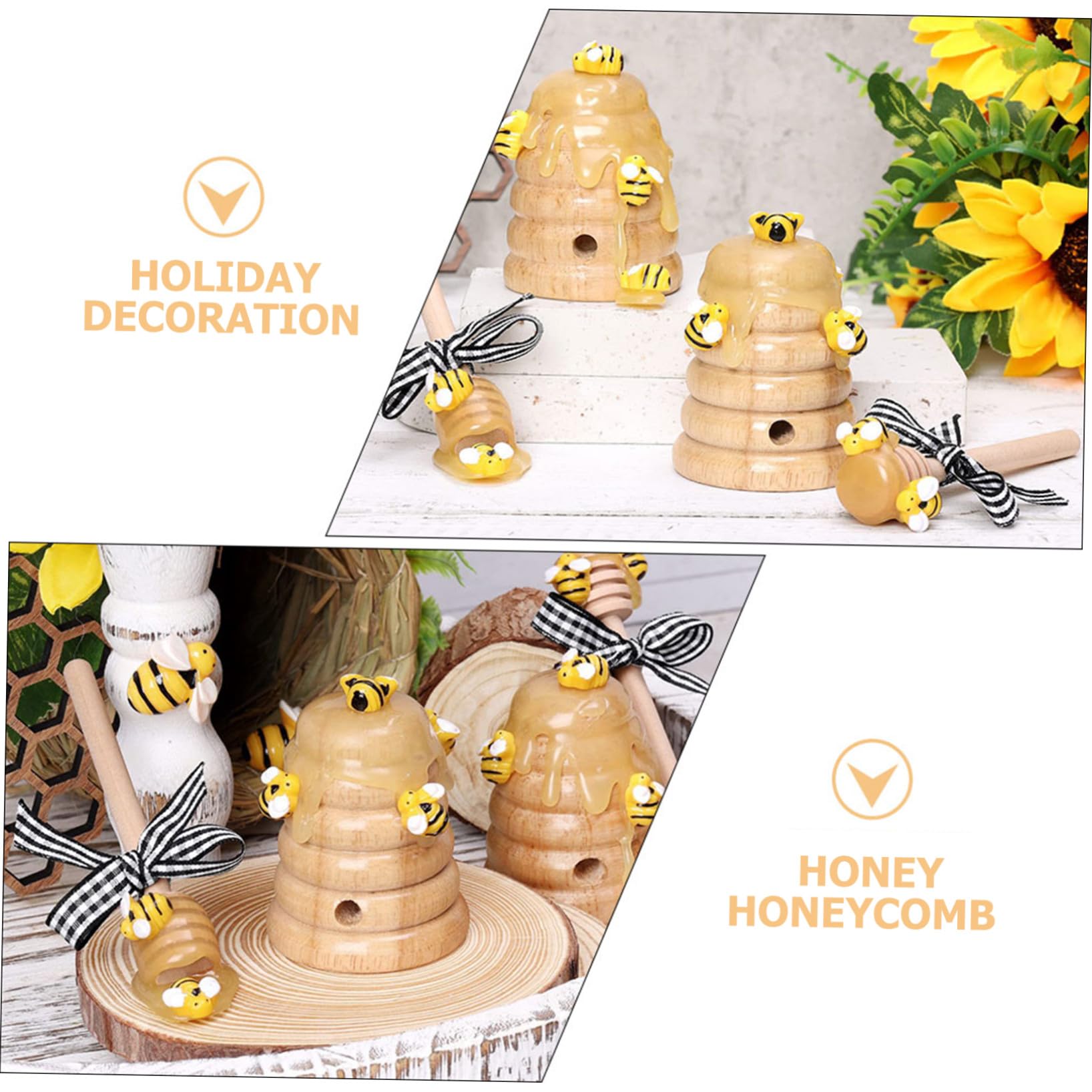 BESPORTBLE 4 Stück Bienenstock Dekorationsset mit Honiglöffel Natürliche Braune Farbe als Dekoration für Bienenfest und Gemütliche Wohnatmosphäre