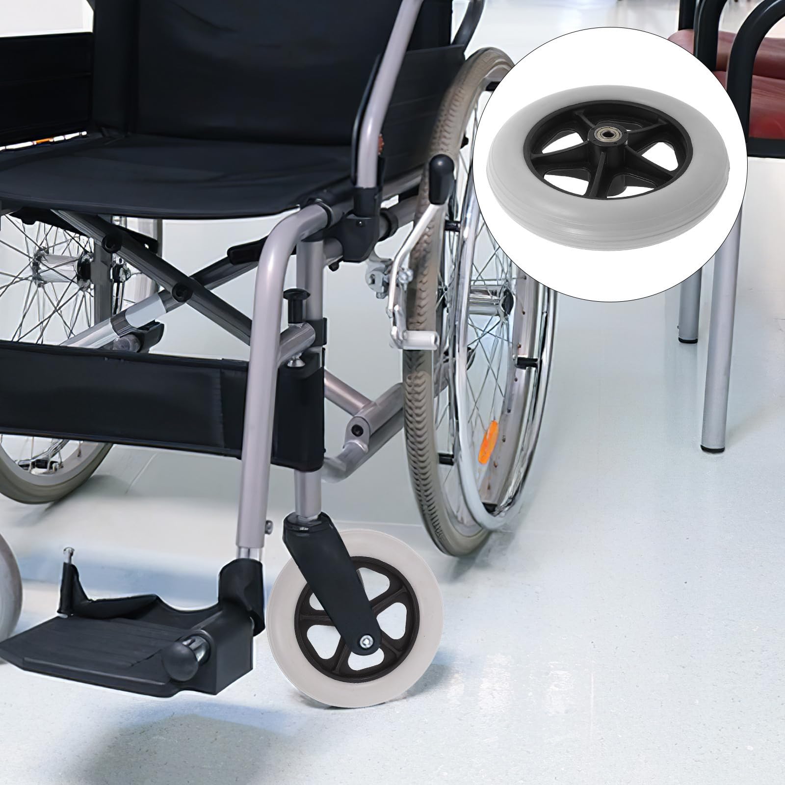 Ruote di Ricambio Anteriori in PVC 2 Pezzi per Deambulatore e Carrello della Spesa Installazione Facile