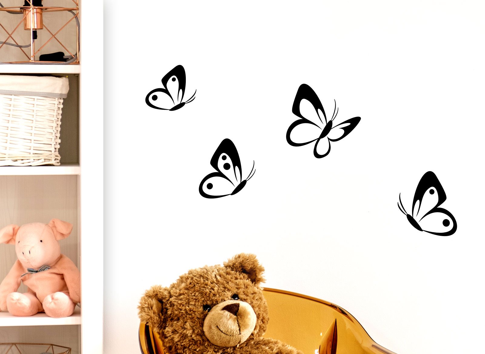 Grandora W697 Adesivo MURALE Farfalle 4 Set Nero 8-10 cm