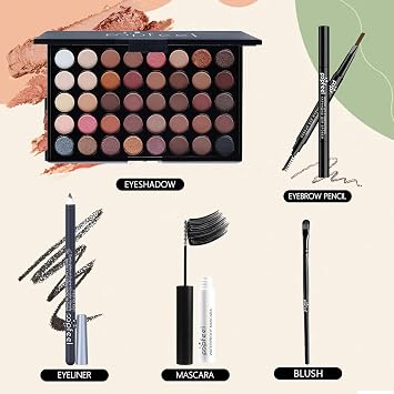 All in One Makeup Kit For Teenager Girls - 40 Colors Eyeshadow Palette - Full Makeup Kit for Women - Multipurpose Essential Starter Bundle with Makeup Brushes,Brow Pencil, Mascara