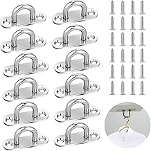 12 Pieces Stainless Steel Eye Plate with Eye M5 Metal Hook U-Shape Wall and Ceiling Mount for Hanging Objects Shade Sail Accessories Boat Deck Accessories