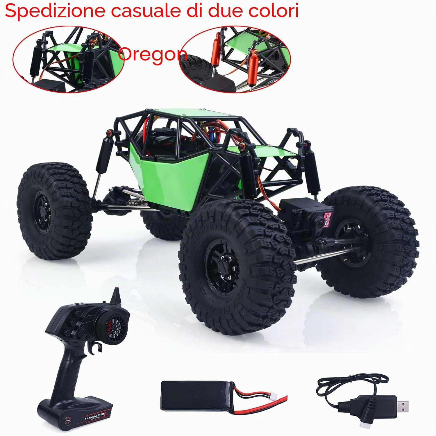 TOUCAN RC HOBBY US in Stock Telecomando 1/10 Rock Crawler 2.4G 4 * 4 RTR Radio Elettrica Fuoristrada Camion Hobby Grade Modello per Età 14+ (Verde)