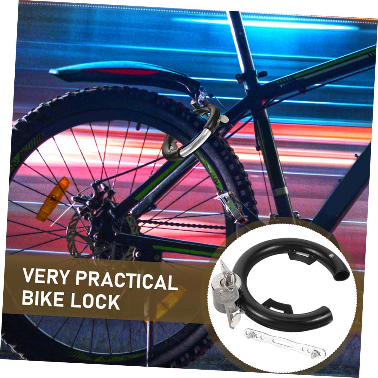 Lucchetto Bici Antifurto Cerchio, 3 Set, Acciaio Inox Nero | Mountain Bike e Scooter, Resistente All'usura e Antigraffio, Chiusura Portatile