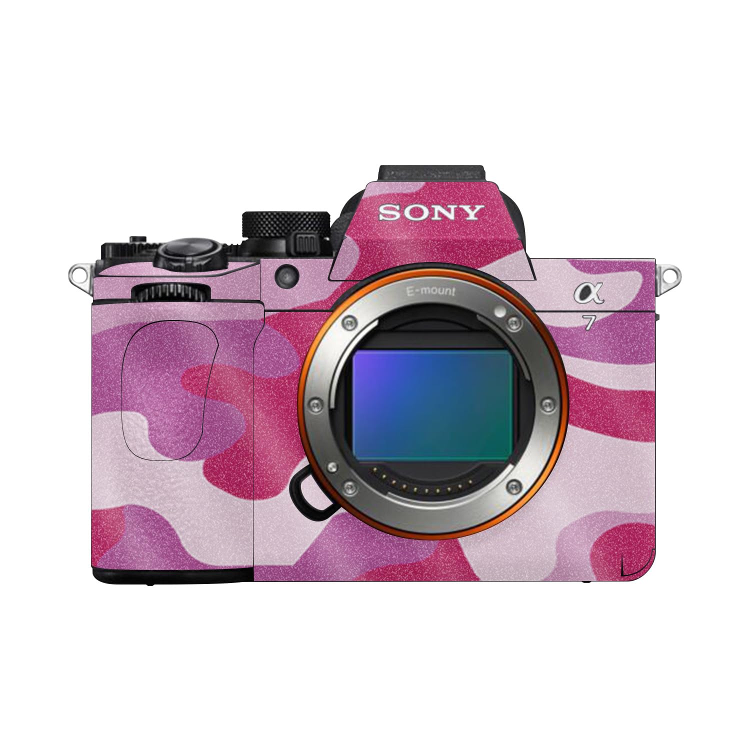 Glossy Glitter Camera Skin Compatible with Sony Alpha A7 Mark V (2025) - Pink Camo - Premium 3M Vinyl Protective Wrap Decal Cover - Easy to Apply | Crafted in the USA by MightySkins