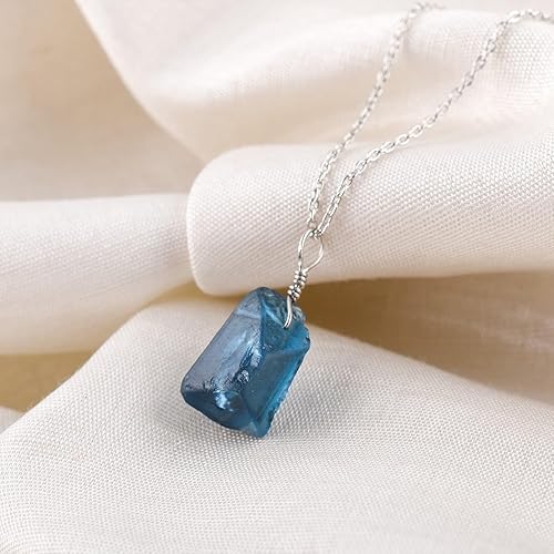 Miniatura 29 de AA Natural Raw Aquamarine Rough Stone Handmade Dainty Pendant Necklace For Women, Healing Chakra Crystals, Birthstone Jewelry, Rhodium Plated 925