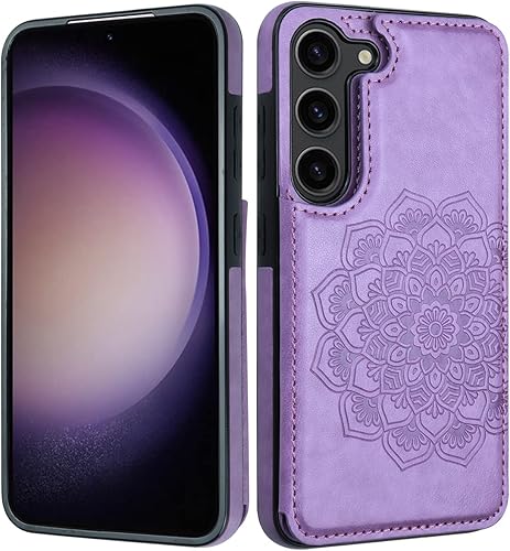 Miniatura 7 de MMHUO para Samsung Galaxy S23 Funda con Tarjetero, Funda tipo Portafolio con Botones Magnéticos Florales para Protección para Mujeres para Samsung