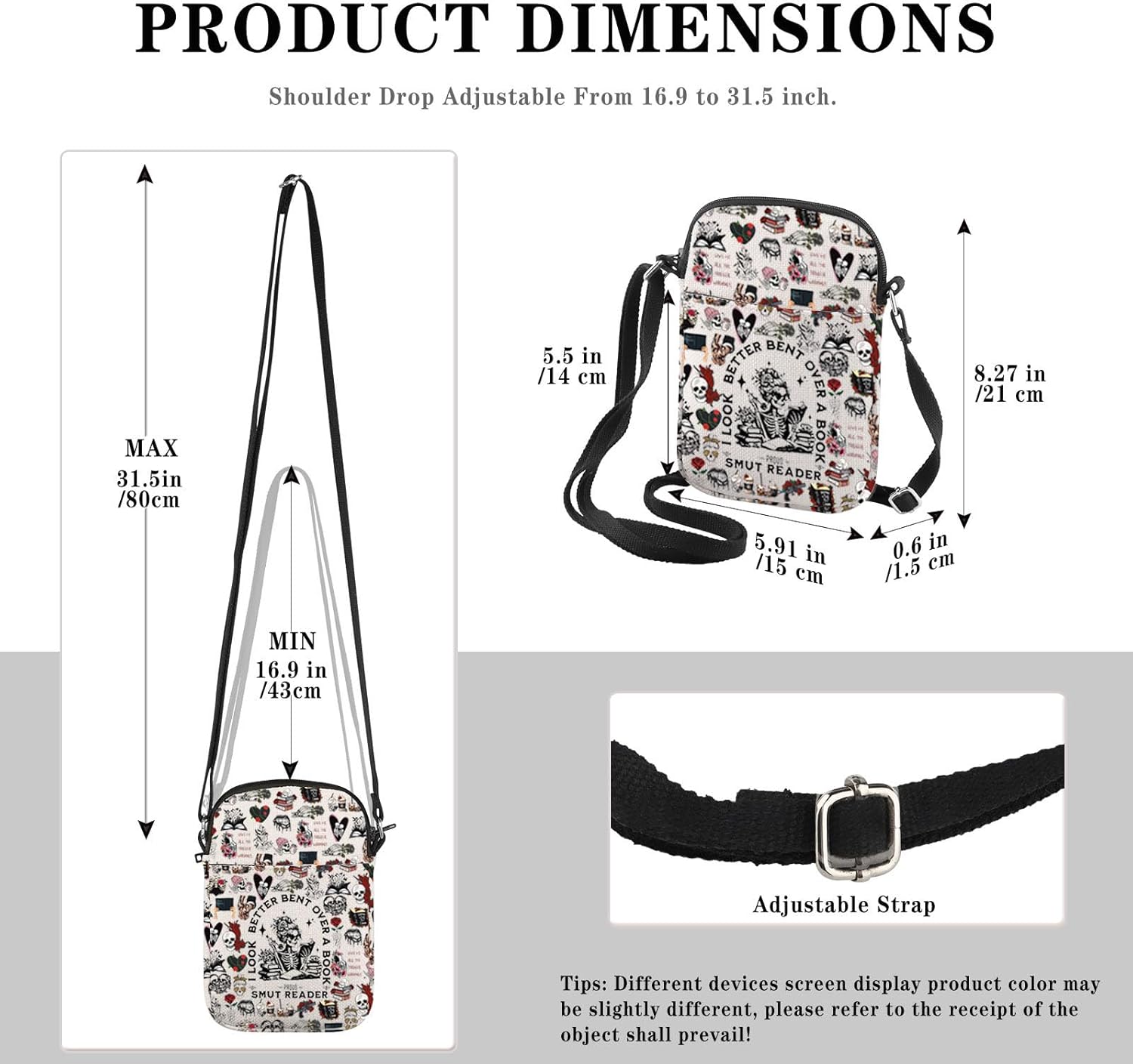 GJTIM Smut Reader Gift Spicy Book Lover Gift I Look Better Bent Over A Book Proud Smut Reader Crossbody Bag - Image 3