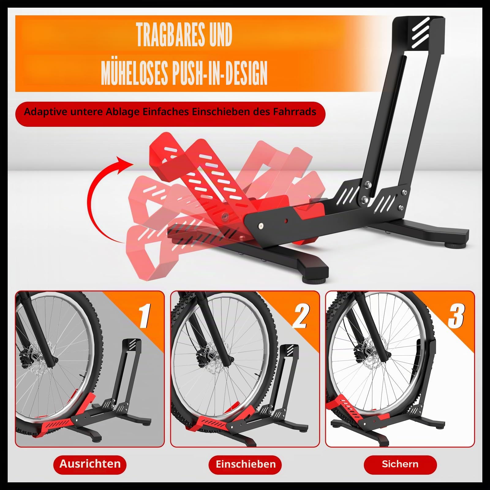 IMAYCC Professional Fahrradständer für 26-29 Zoll Mountainbike E-bike Rennrad MBT Boden für die Aufbewahrung innen & außen - Zuhause, Garage & Garten