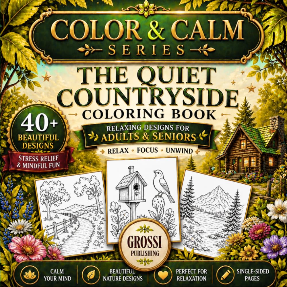 THE QUIET COUNTRYSIDE: An Adult Coloring Book of Charming Villages and Peaceful Rural Landscapes (COLOR & CALM SERIES)
