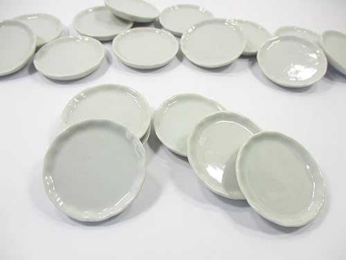 0.236x1.575 in Blanco Plato Grande Plato Casa de Muñecas Miniatura Cerámica Utensilios de Cocina Deco 1:6 10680