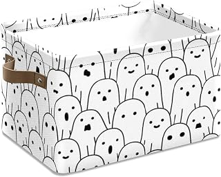 Halloween Basket Trick or Treat Bags Boo Basket with Handles for Men Women Halloween Spooky Cute Ghost Storage Containers for Shelf Closet Home Office Toy Storage