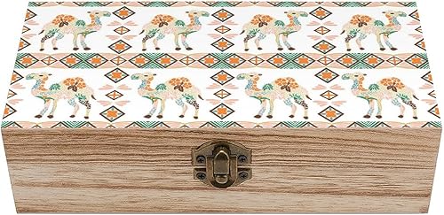 Caja de almacenamiento de madera divertida con tapa con bisagras y cierre frontal, cajas de regalo de joyería para manualidades y decoración del