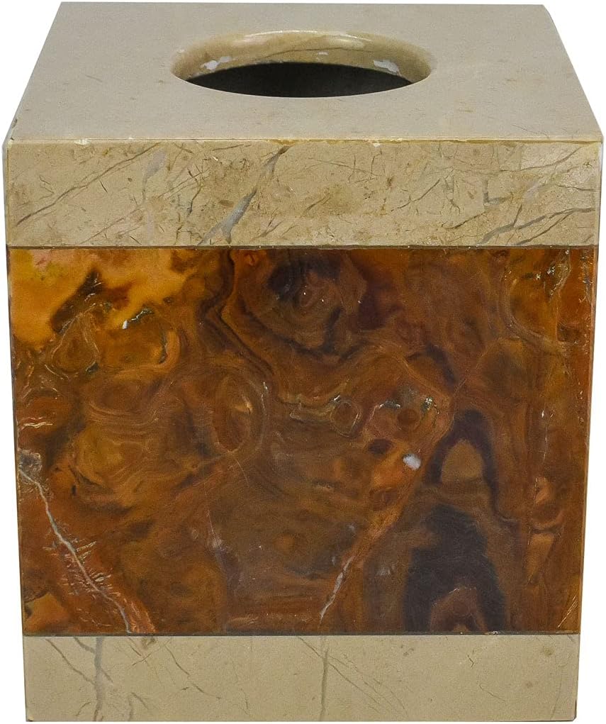 Marble Tissue Box, Desert Sand and Amber