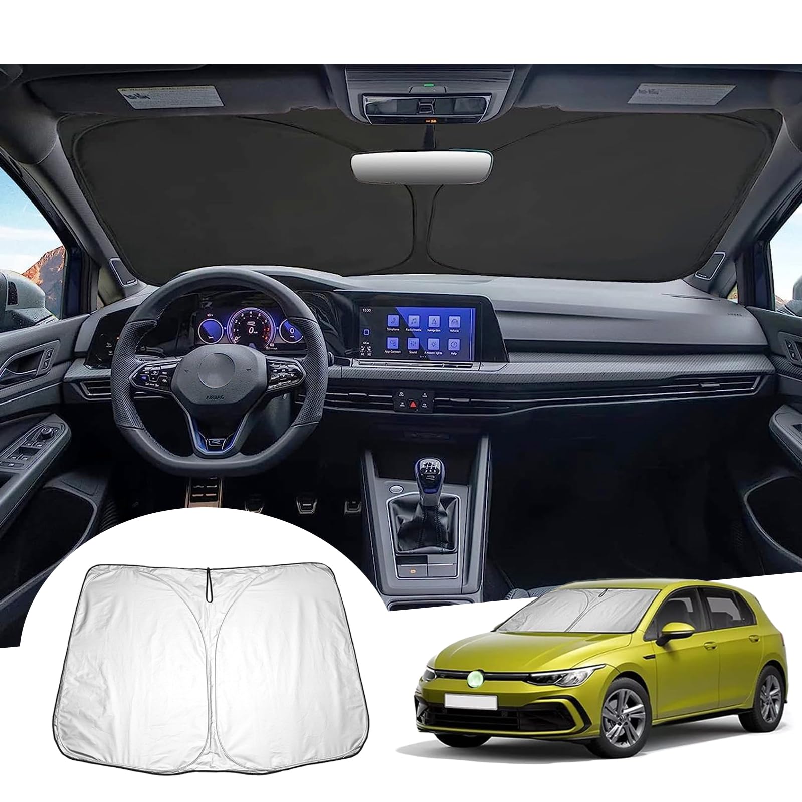 [Upgrade] GAFAT Compatibile con VW Golf 8.5 Golf 8 MK8 GTI GTE GTD R 2020–2025 2026 Protezione Solare per Parabrezza Interno, Parasole, Raffreddamento, Protezione UV, Accessori Golf 8 2025
