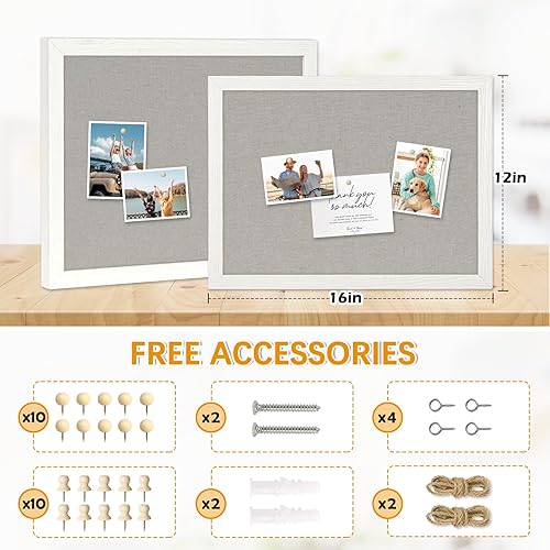 Vista 31 de DOLLAR BOSS - Tablero de corcho negro con lino de doble cara de 16 x 12 pulgadas, para paredes, marco de madera, para colgar, tablero de corcho