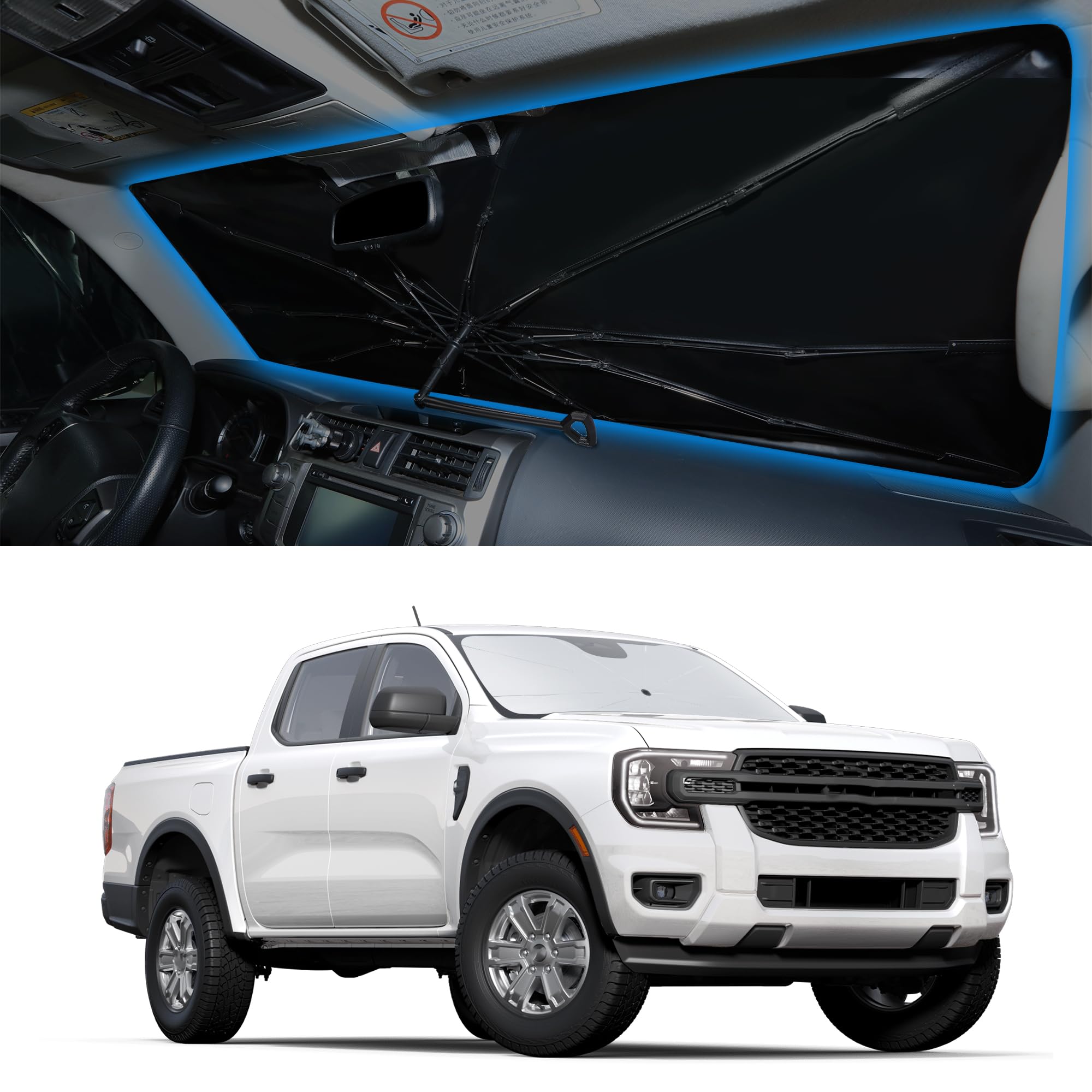 Windshield Sun Shade Umbrella for 2019-2026 Ford Ranger