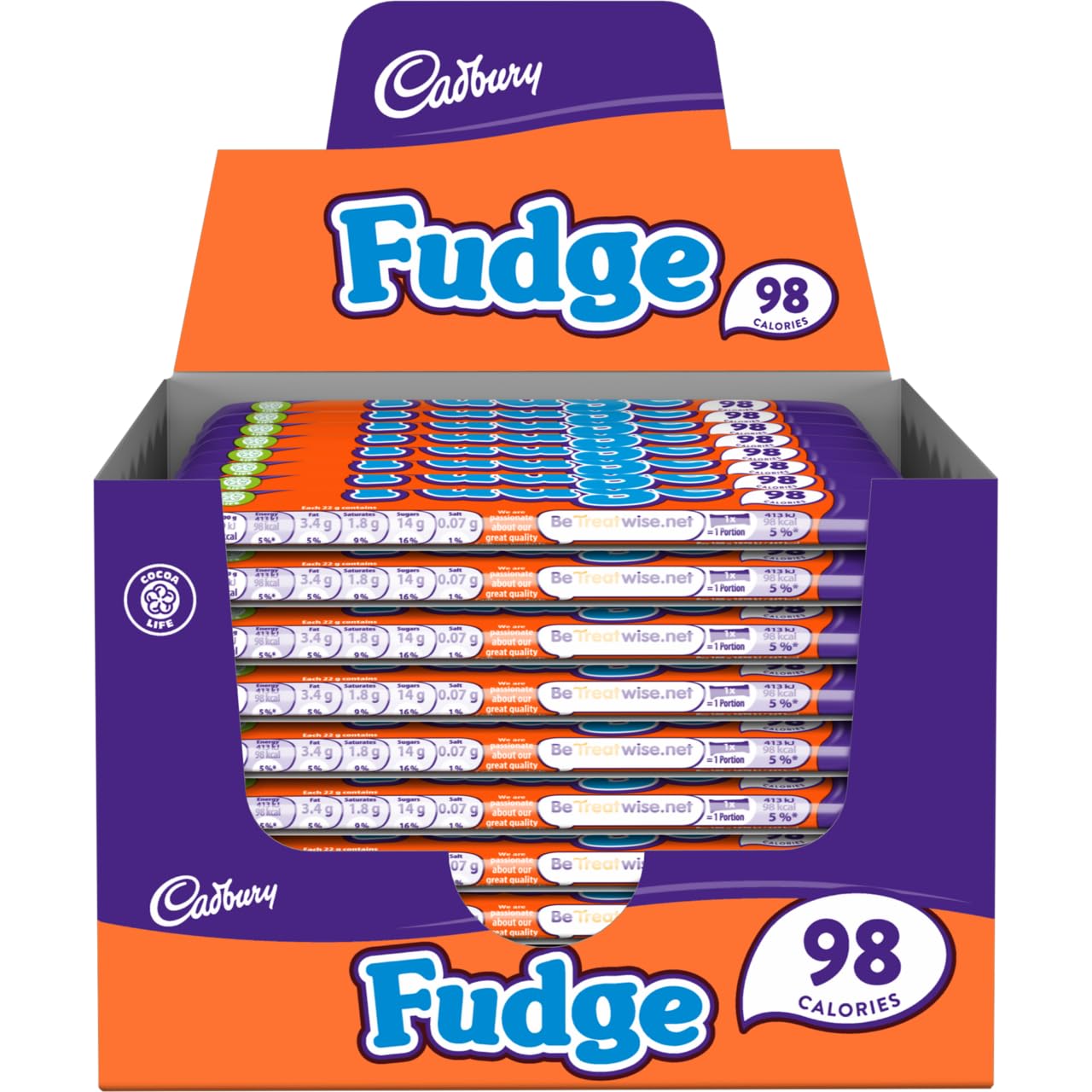 Fudge Chocolate Bar 22g (Pack of 60 Bars) - Fudge Covered With Milk Chocolate