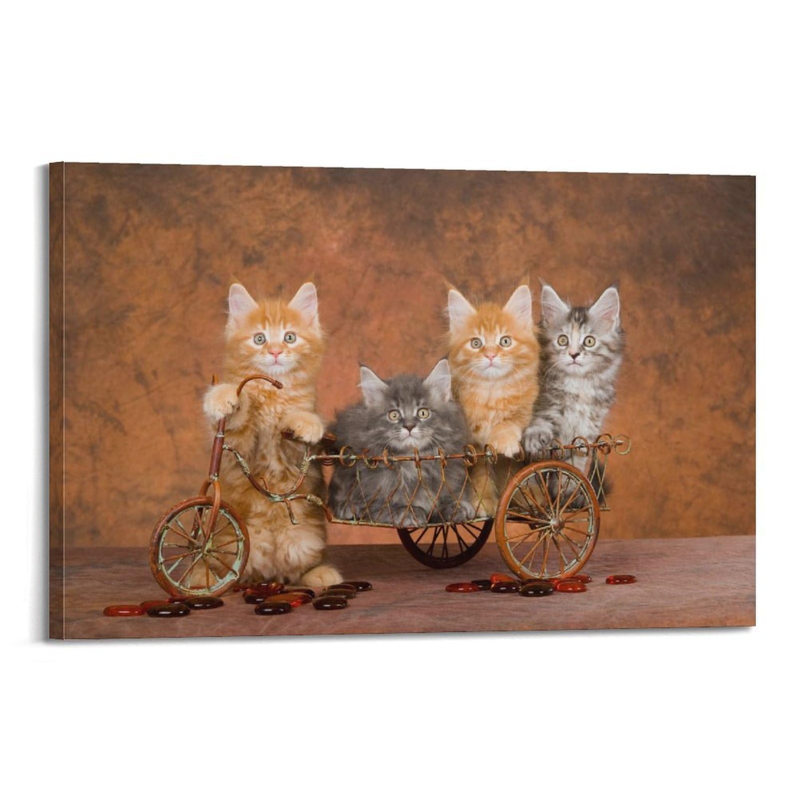 JTLFXY Animal Poster with Four Cats Poster Decorative Painting Canvas Wall Posters And Art Picture Print Modern Family Bedroom Decor Posters 20x30inch(50x75cm)