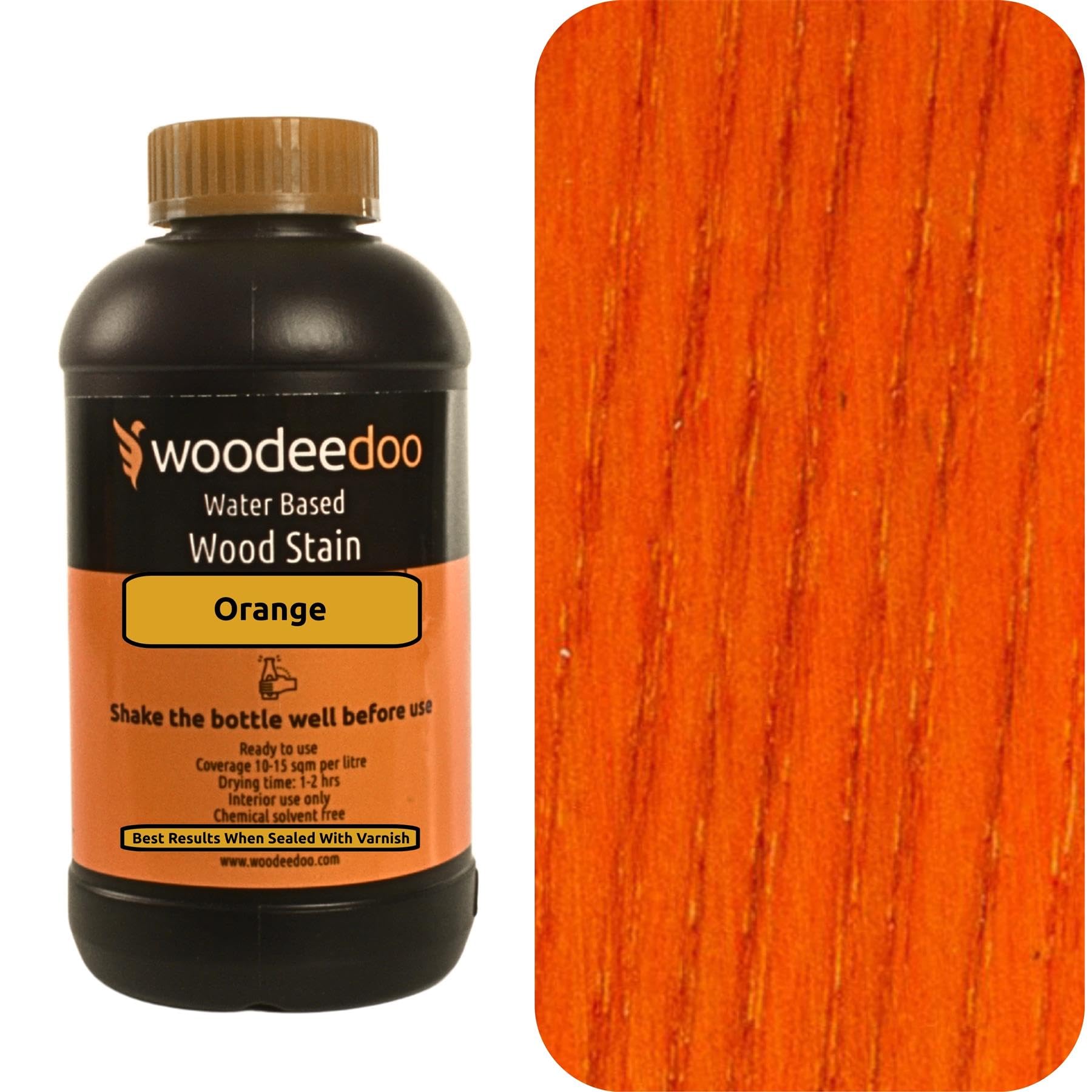 Woodeedoo Orange Water Based Wood Stain | Wood Dye | Ready To Use | Environmentally Friendly | Solvent Free | Odour Free | 450 Ml |