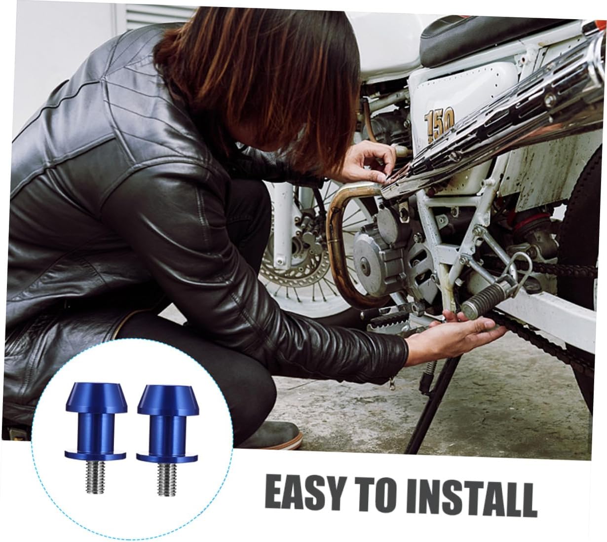 4pcs Blue 8mm Motorcycle Swingarm Spools Sliders Cnc Aluminum Swing Arm Stand Screws Universal Motorbike Swingarm Bobbins for Racing and Repair