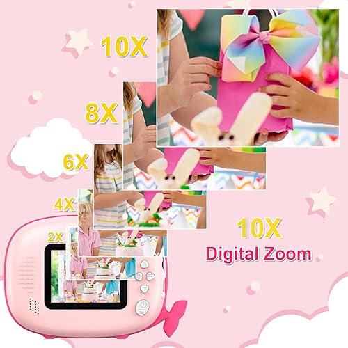 Miniatura 8 de Cámara de impresión instantánea para niños, cámara instantánea de 12 MP para niños, sin tinta, cámara digital para niños de 3 a 12 años con tarjeta