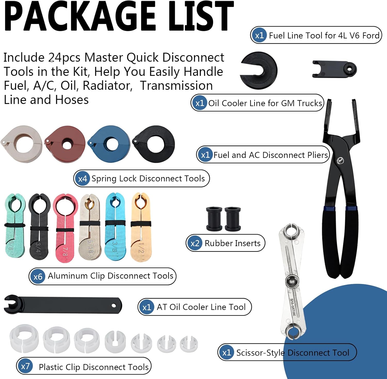 Handor Master Quick Disconnect Tool Kit with Fuel and AC Disconnect Pliers Fuel Line Disconnect Tool Set AC Line Removal Tool Fuel Line Disconnect Tool