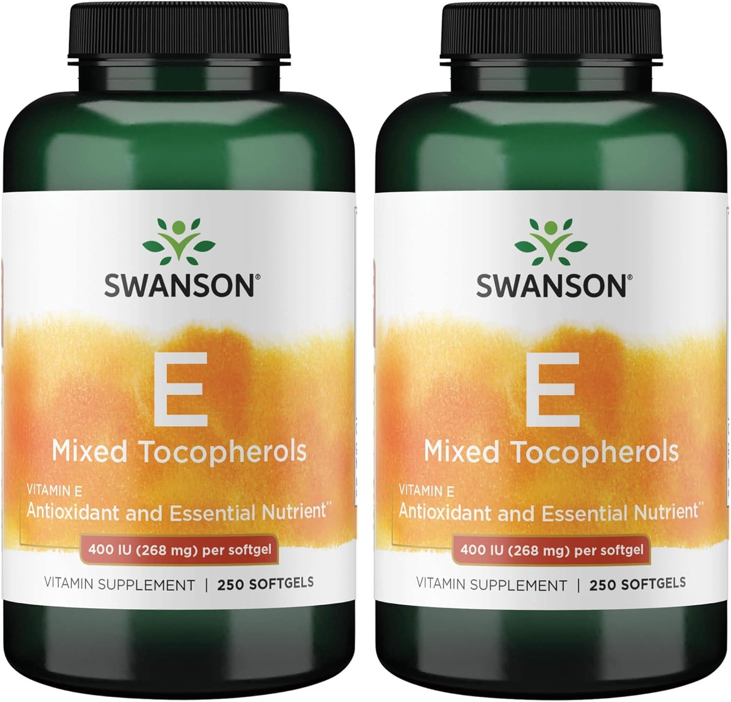 Swanson E-400 Mixed Tocopherols - Antioxidant Supplement to Support Heart Health* - Contains D-Alpha Tocopherol - Non-GMO - 250 Softgels (2 Pack)