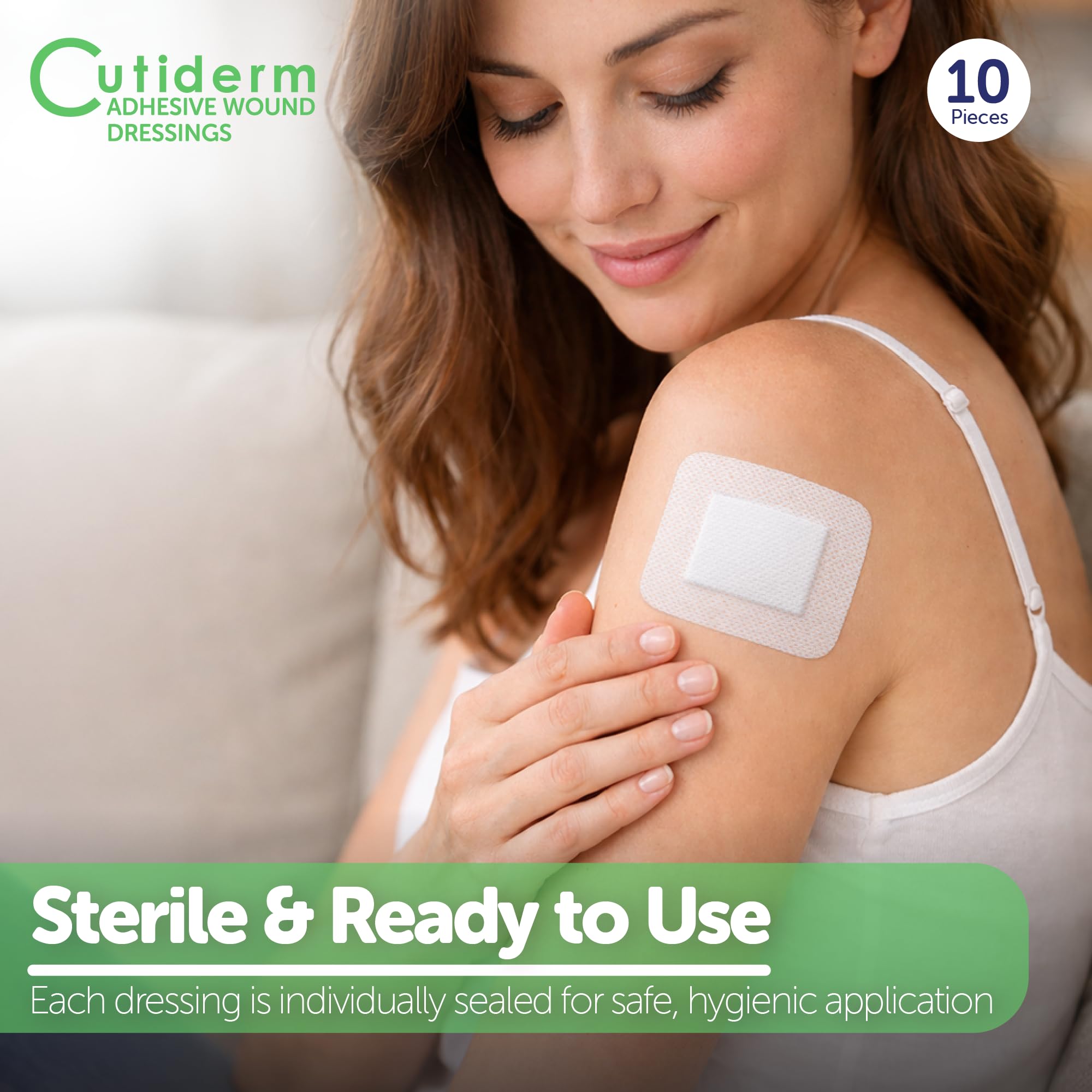 Cutiderm Adhesive Sterile Wound Dressings Pack of 10 (60mm x 70mm)