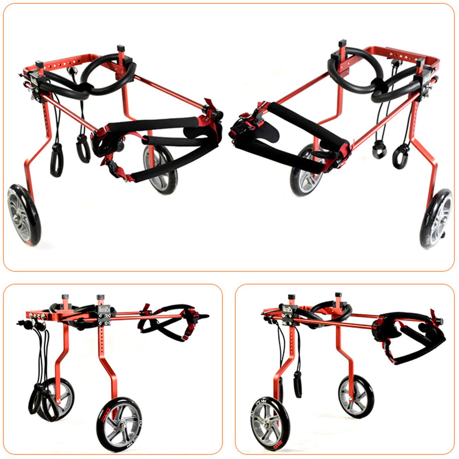 Sedia a Rotelle per Cani Disabile Regolabile Carrellino per Cani, Peso 1~60 kg, Riabilitazione per Gambe Posteriori/Zampa Posteriore, per Cane e Gatto, 2 Ruote, Dog Cat Wheelchair