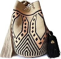 Vista 7 de Traditional WAYUU Bag, Original Crochet Crossbody, Handmade Colombian Bucket Bag, Ethical Purse, Artisanmade Mochila.