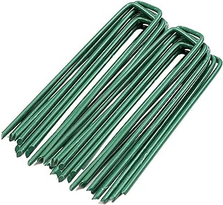 Garden Pegs Pins Gardening Stakes Landscape Staples Ground Anchor Peg U Shape Steel Nail Pins for...