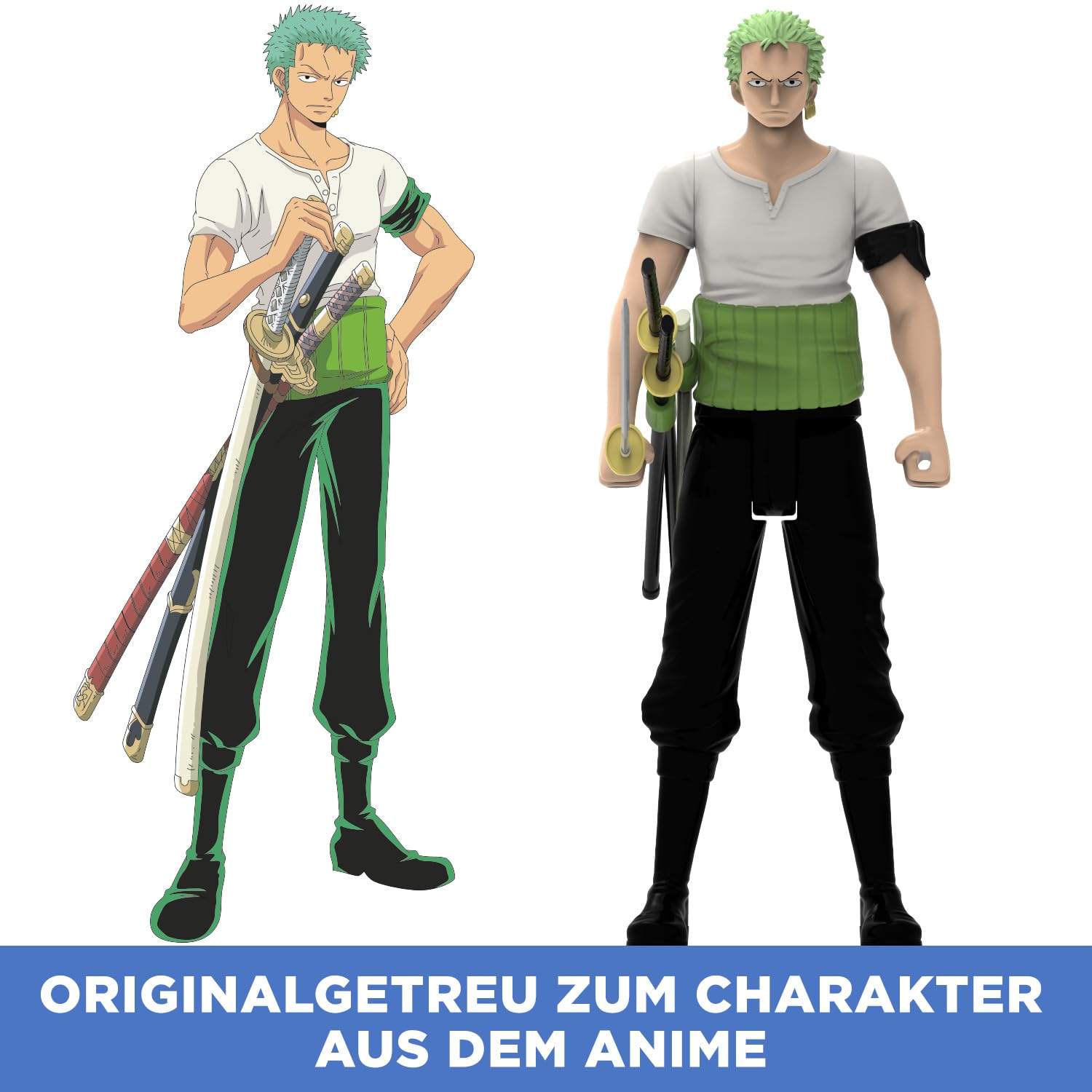 BANDAI - Anime Heroes - One Piece - Action figure Anime Heroes Mega 30 cm Zoro - Grande action figure snodata - Figura manga Zoro - Licenza ufficiale - Giocattolo per bambini dai 4 anni in su - 38332