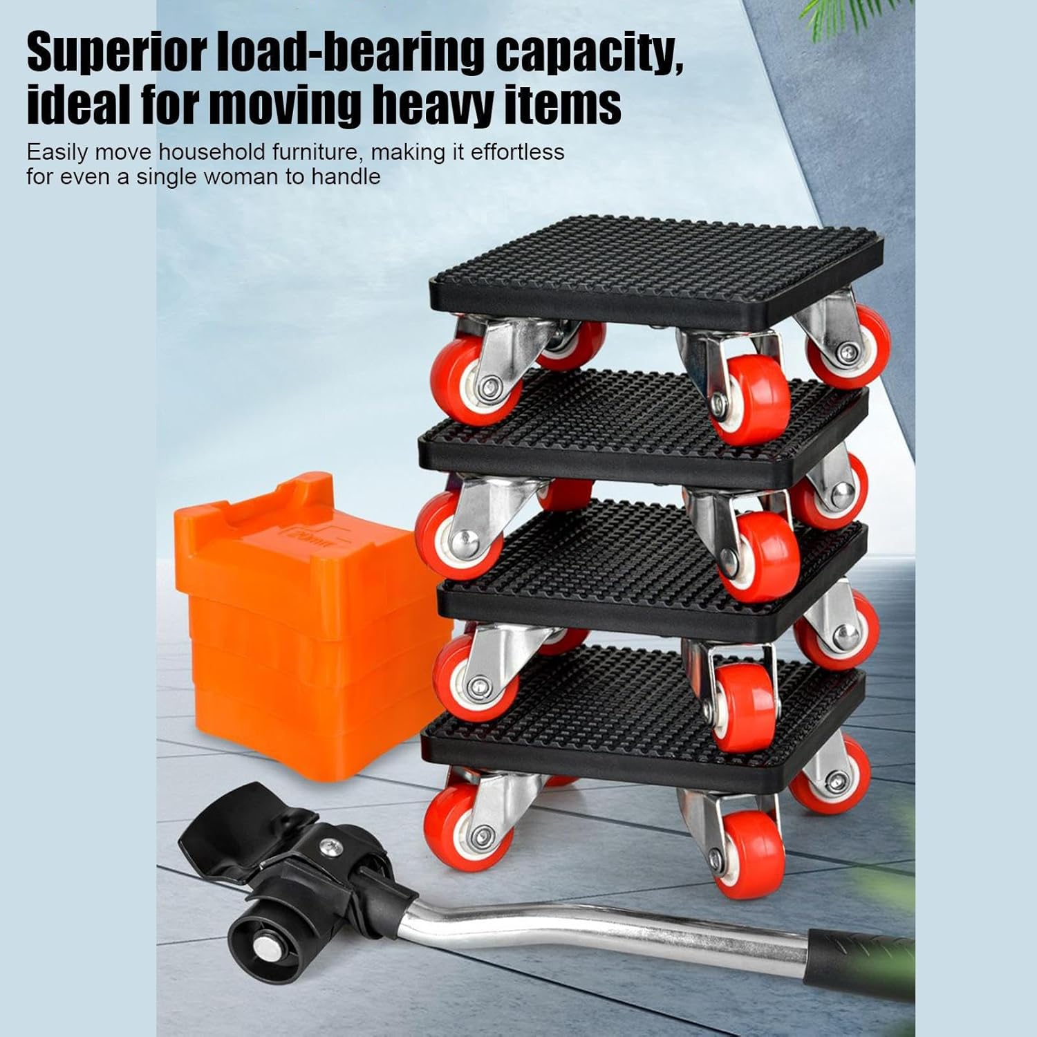 Portable Furniture Wheels - Non-Slip Lifter Moving Tool, Appliance Transport Device with Feature, Sofa Bed Roller with Grip, Household Utility Look, Cabinet Wheels for Desk, Piano, Fridge