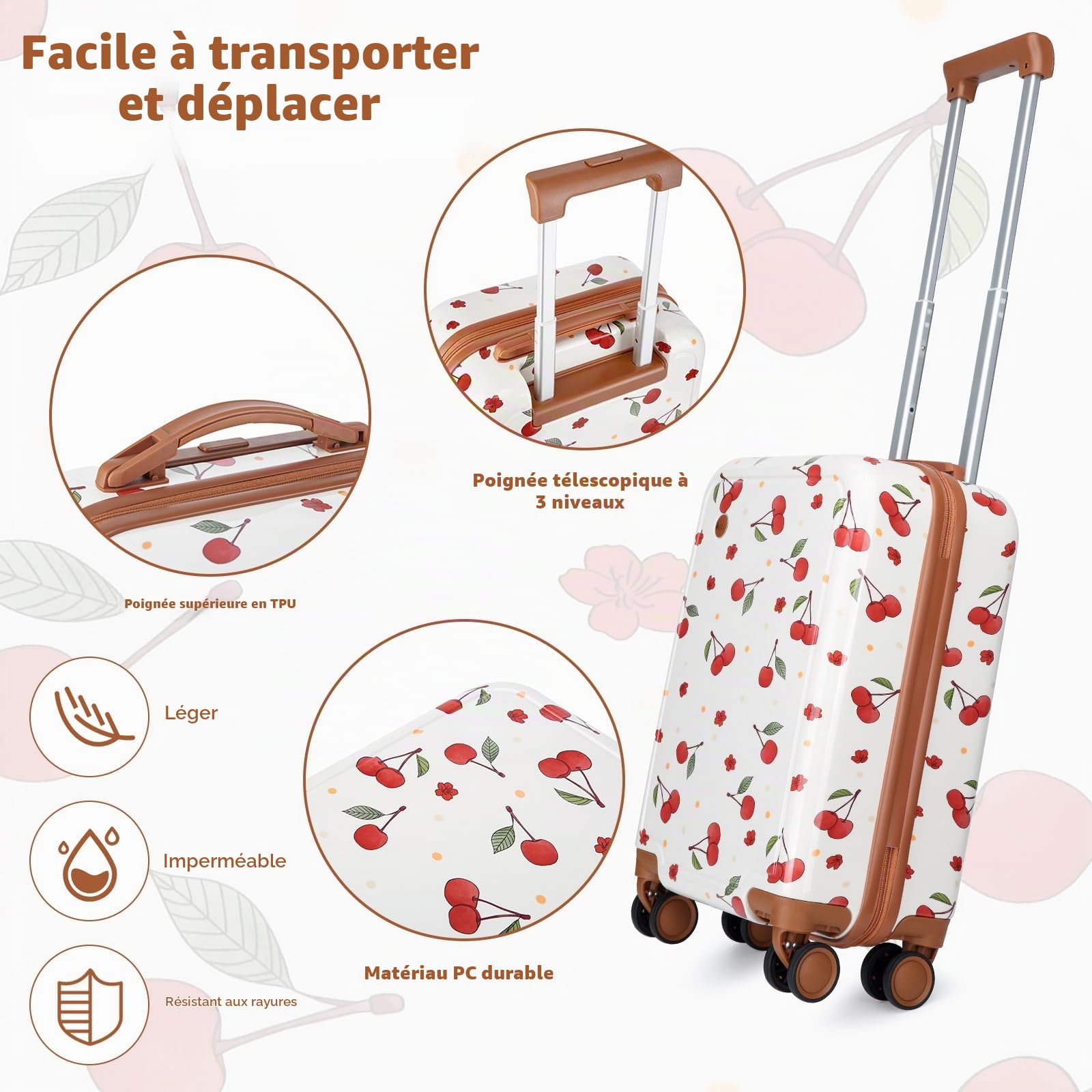 Sea choice Valise Enfants 53x34x21cm Valise de Voyage Valise Rigide Moyenne avec 4 roulettes Serrure TSA et Fermeture à glissière Petite Valise Ultra Légère